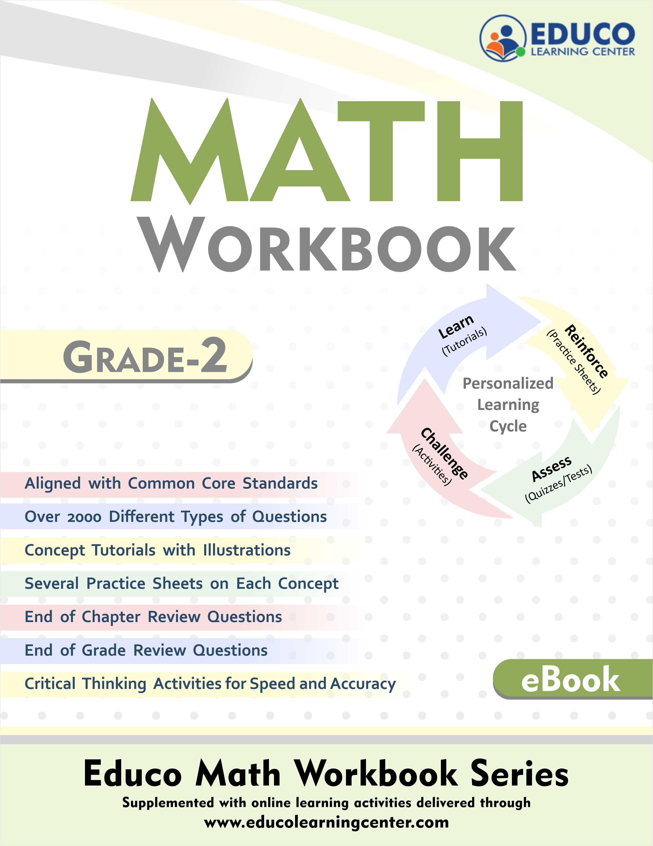 Grade 2 Math Printable Workbook including over 2000 Different types of Math Questions