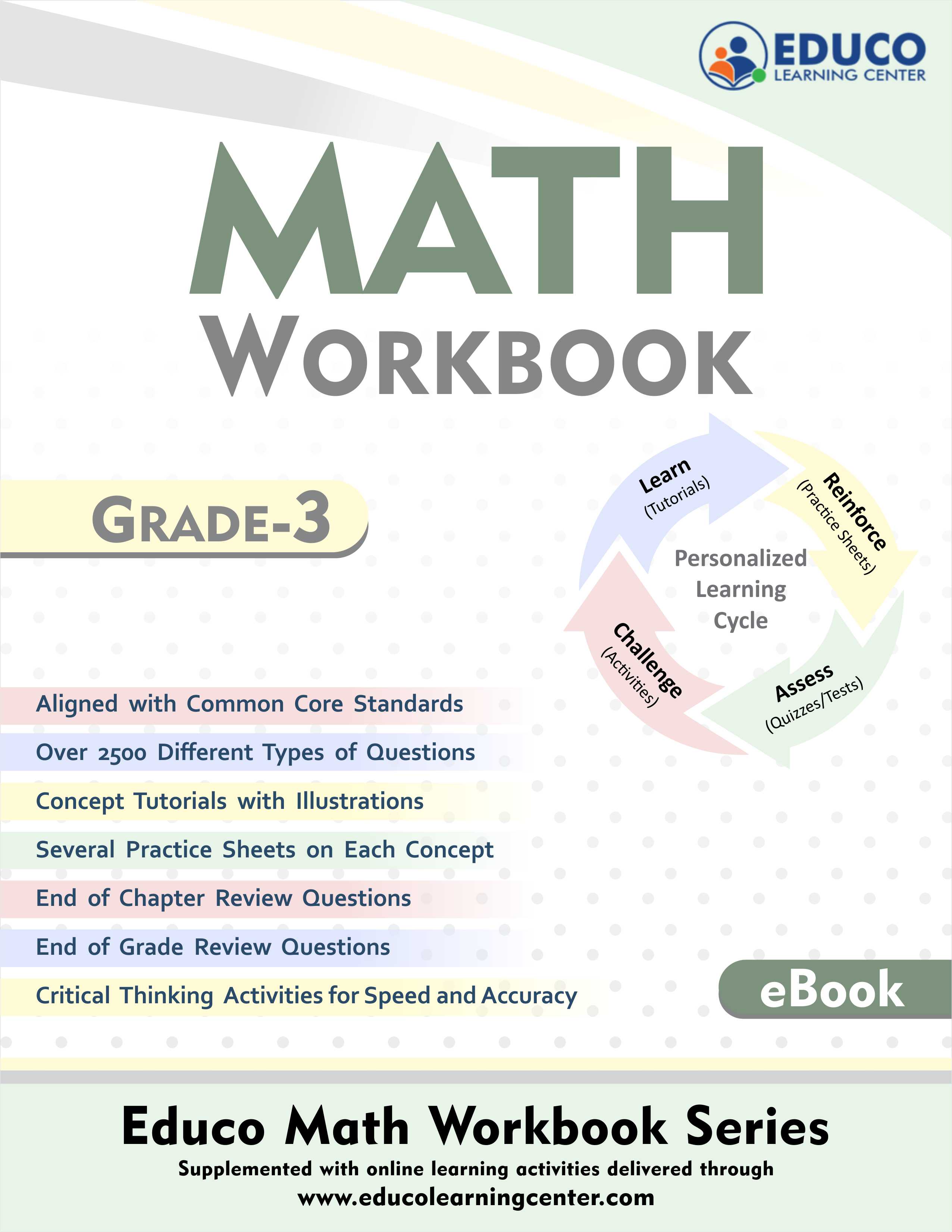 Grade 3 Math Printable Workbook including over 2500 Different types of Math Questions